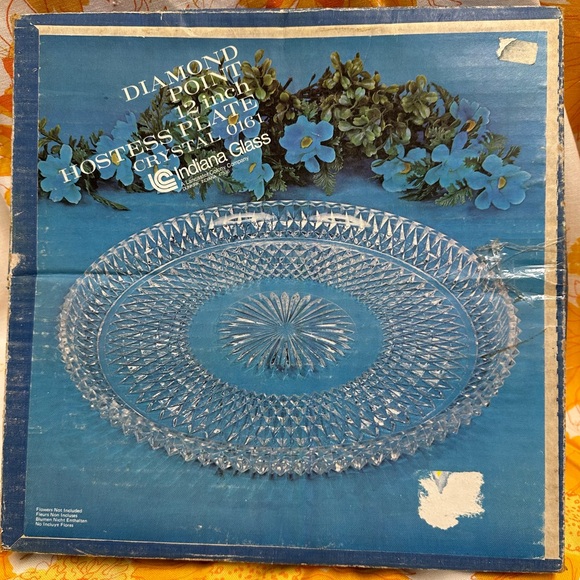 Vintage Indiana Glass Diamond Point Hostess Platter Serving Dish Jewelry Tray - Picture 4 of 7